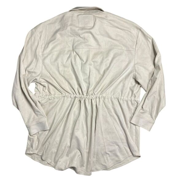 Blank NYC Shacket WMNS L Beige Snap Tied Jacket Longline Faux Suede Flap Pockets - Picture 13 of 14